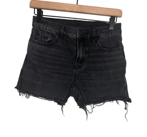 American Eagle‎ Strigid Mom Short Black Distressed Raw Hem Denim Shorts Size 00 thumbnail 1