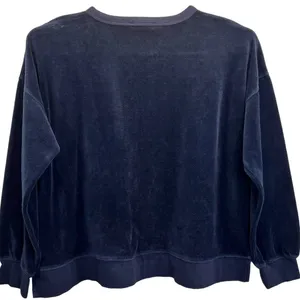 J.Crew Velour Crewneck Sweatshirt Navy Blue Drop‎ Shoulder Womens Size M thumbnail 4