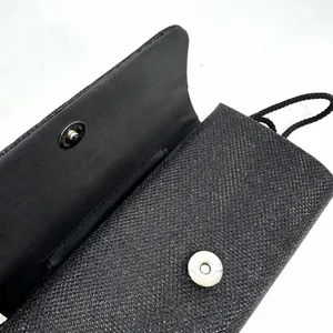 Clutch Purse Evening Bag Shoulder Strap Small Flap Black Shimmer Sparkle Prom thumbnail 4