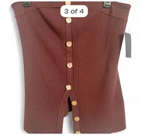 Zoe & Liv strapless ribbed button front top thumbnail 2
