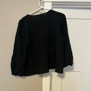 Pink Lily Black Boxy Blouse with Tie Front and Mandarin Collar thumbnail 4