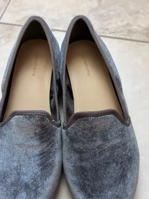 Liz Claiborne Gray Velvet Smoking Loafers 90s Minimalist Flats Size 7.5 thumbnail 3