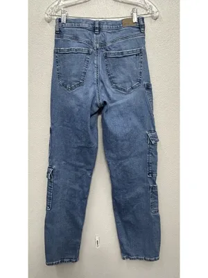 American Eagle Jeans Womens O (26x30) Cargo Super High Rise Baggy Straight Blue thumbnail 2