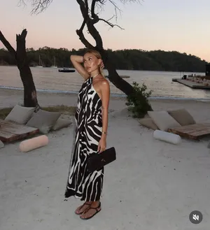 Zara animal print Zebra Print Halter Dress midi maxi evening party cocktail thumbnail 2