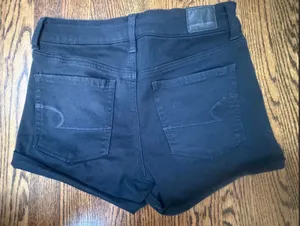 American eagle black high rise shortie denim shorts thumbnail 2