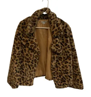 Favlux Faux Fur Cheetah Print open front coat size M thumbnail 1