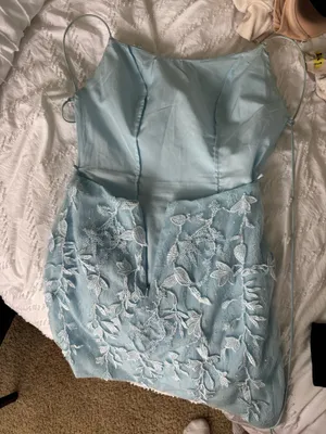 Blue floral homecoming dress thumbnail 2
