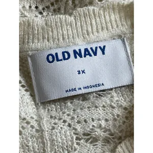Old Navy Women's White Wool Knit Crochet Tie Short Sleeve Sweater Top Size 3X thumbnail 5