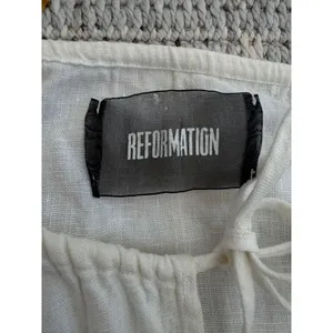 Reformation White 100% Linen Pineapple Embroidered Tunic Top Small Beach Coverup thumbnail 5