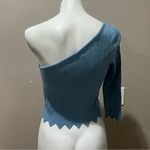 LPA by Revolve ruba one shoulder sweater top in periwinkle thumbnail 4