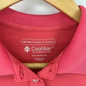 Coolibar women’s prestwick long sleeve pink UV protection golf polo shirt size M thumbnail 2