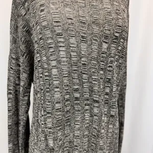 Eileen Fisher Silk Organic Linen Knit Sweater L Black White Textured Boxy Top thumbnail 5