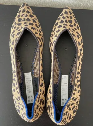 Rothy's The Point Leopard Flats Slip On Shoes Women's Size 8 Animal‎ Print thumbnail 1