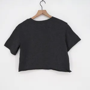SHEIN Crop Top Womens S Lightning Bolt Charcoal Gray Raw Hem Excellent thumbnail 3