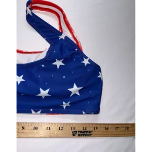 SHEIN Bikini Set Women‎ XL Red White Blue Stars Tie Dye Patriotic Swimsuit NEW thumbnail 5
