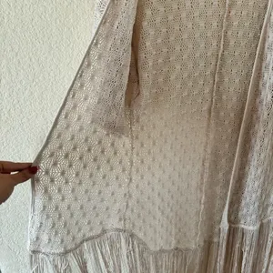 Liberty Love Cardigan Size S Cream Crochet Fringe Boho Open Front Cover‎ Up thumbnail 5