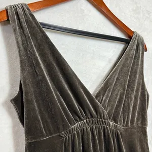 Old‎ Navy XS Muted Brown Velvet Mini Dress Empire Sleeveless Retro Babydoll Y2K thumbnail 3