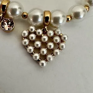Faux pearl heart charm stretchy bracelet thumbnail 4