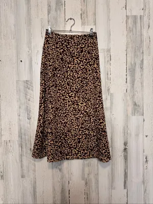SHEIN Leopard Cheetah Print High Waist Midi Skirt with Slit Womens XS (US 2) thumbnail 4