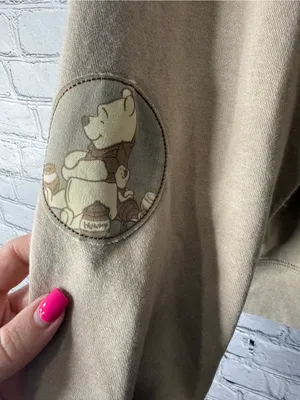 Women’s beige Winnie the Pooh zip front hoodie size medium thumbnail 7