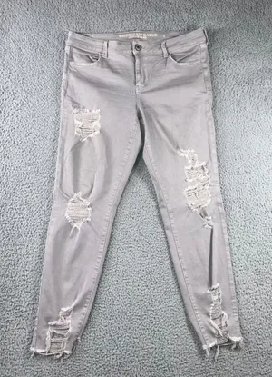 American Eagle Super‎ Stretch X Jeans Women 16 Long High Rise Distressed thumbnail 1