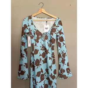 PRINCESS POLLY Elorie Long Sleeve Maxi Dress Blue / Brown Size 2 NEW thumbnail 3