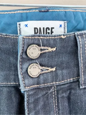Paige Hidden Hills Straight Leg Jeans Size 28 Dark Wash Double Button thumbnail 2
