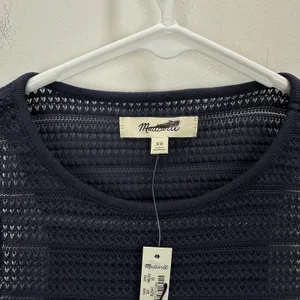 Madewell Crochet Knit Cutaway Tank Cropped Cotton Blend Ink Blue XS NWT thumbnail 4
