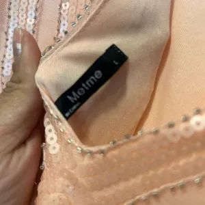 Elegant Peach Evening Gown Pink Size L thumbnail 10