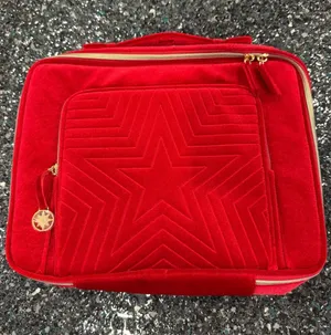 Estee Lauder Train Case Bag 2023 Limited Edition -Red Velvet w/Handle & Gold Tag thumbnail 1