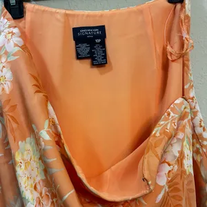 Jones New York Flowy Orange Silk Floral Ruffle Tiered Mini Skirt Size 10 Petite thumbnail 3