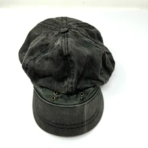 Black denim page boy cap, unisex, one size thumbnail 4
