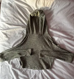 Gymshark Heathered Green Ribbed Cropped Hoodie Size XS thumbnail 2