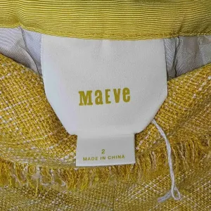 Maeve Anthropologie Womens Yellow Tweed‎ Fringe Skirt 2 thumbnail 4