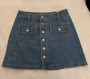 American Eagle Outfitters Button-Front Denim Mini Skirt in Blue thumbnail 1