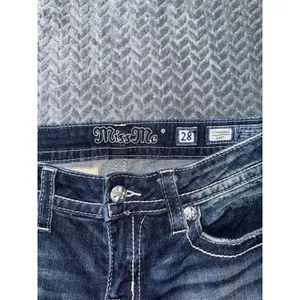 Miss Me Women's Standard Bootcut Embellish Blue Denim Mid Rise Dark Wash Size 28 thumbnail 5