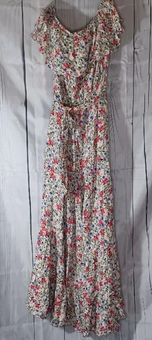 Umgee strapless flowy boho floral wide leg jumpsuit thumbnail 1