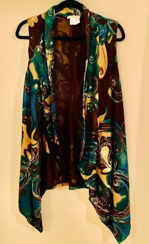 Alberto Makali Art Print Open Front Knit Vest - Size M thumbnail 1