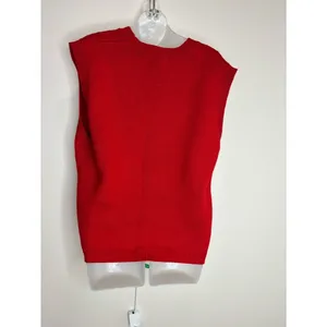 Alfred Dunner vintage wool blend Red VNeck Knit Button-Front Sweater Vest medium thumbnail 3