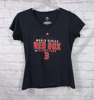 Majestic Boston Red Sox 2018 World Series Champions Women’s Tee Medium thumbnail 1