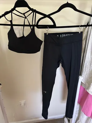 Under Armour Black Strappy Sports Bra and High-Waist Leggings Set thumbnail 2