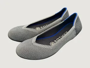 Rothys The Point Womens 5 Grey Birdseye Knit Flat Shoes Preppy Loafer Slip On thumbnail 1