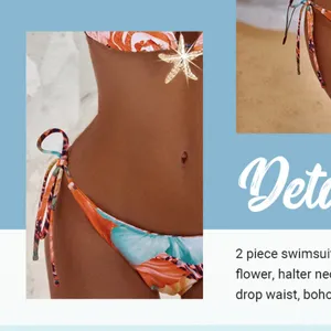 2 Piece Leopard Floral Bikini Swimsuit Halter Triangle String Bathing Suit SMALL Pink thumbnail 7