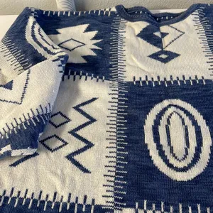Euc Aztec blue and white crew neck sweater Size XL thumbnail 2