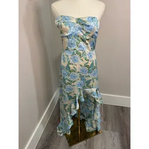 Dress Forum "Stolen Love" Blue Strapless Ruffle Hem Maxi Dress NWT Large thumbnail 2