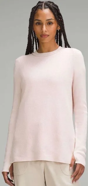 Lululemon Take it all in Cotton Blend Crewneck sweater strawberry light pink M thumbnail 1