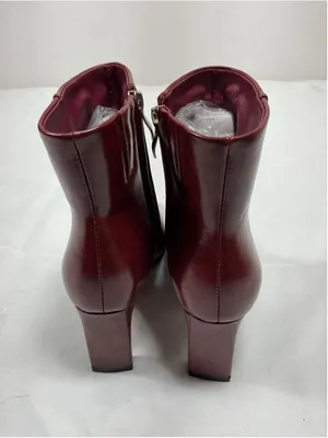 Womans New Ankle Boots Red Size 8 Side Zip Pointed Toe Block Heel thumbnail 4