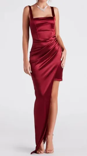Windsor Callie High Slit Satin Formal Dress thumbnail 1