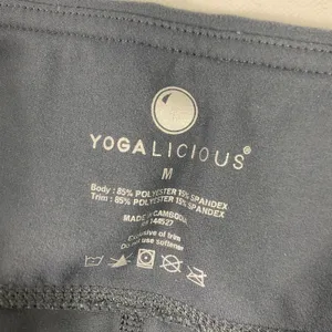 Yogalicious Leggings Womens Medium Blue Cropped Lattice Ankle Yoga Pants‎ Gym thumbnail 2