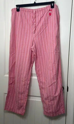 Disney Store women's‎ pink striped drawstring waist piglet patch pajama pants L thumbnail 1